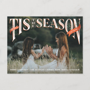 Vintage-Handschrift-Foto 'Tis The Season' Einladungspostkarte