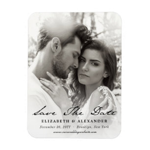 Vintage Handschrift Schrift Save The Date Foto Magnet