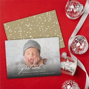 Vintage-Handschrift-Script Baby's First Noel Foto Feiertagskarte