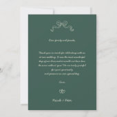 Vintage Handwritten Green Stripes Photo Wedding Dankeskarte (Rückseite)
