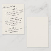 Vintage Handwritten Note Wedding Details Begleitkarte (Vorne/Hinten)
