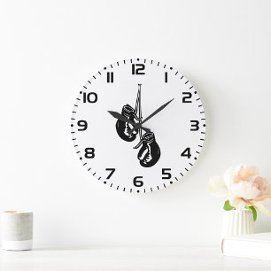 Vintage-Hängeboxhandschuhe Retro-Kämpfer Große Wanduhr