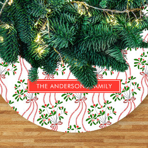 Vintage hängende Mistelzweig-Weihnachtsmuster  Fleece Weihnachtsbaumdecke