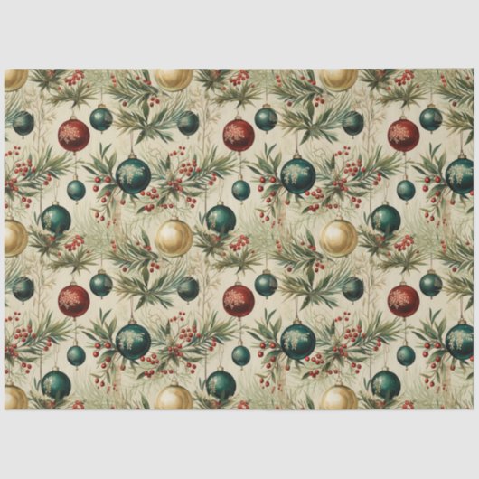 Vintage Hangschmuck, Beeren, Zweige Seidenpapier (Vorderseite)