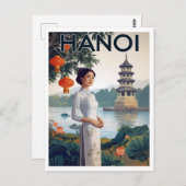 Vintage Hanoi Vietnam Ao Dai Lake Postkarte (Vorne/Hinten)
