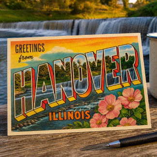 Vintage Hanover Illinois Gruß aus Postkarte