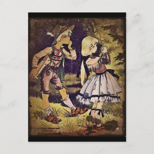 Vintage Hänsel und Gretel Hütte Postkarte (Vorderseite)