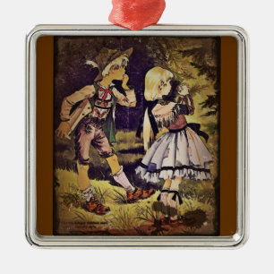 Vintage Hänsel und Gretel sehen das Häuschen Ornament Aus Metall