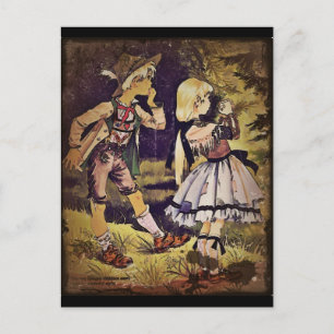 Vintage Hänsel und Gretel sehen das Häuschen Postkarte