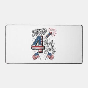 Vintage Happy 4. Juli Patrioten-Feuerwerk-Shirt Schreibtischunterlage