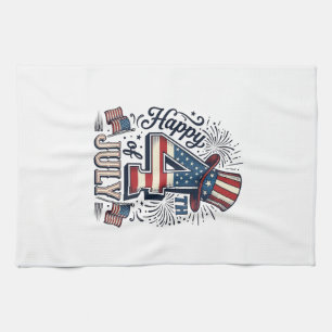 Vintage Happy 4. Juli Patrioten Hut Vektor Des Geschirrtuch