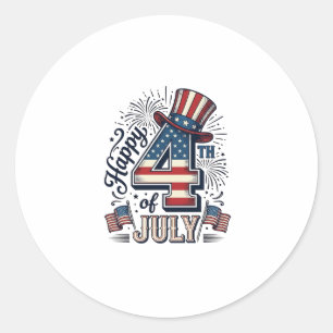 Vintage Happy 4. Juli Patrioten Hut Vektor Des Runder Aufkleber