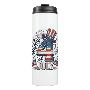 Vintage Happy 4. Juli Patrioten Hut Vektor Des Thermosbecher