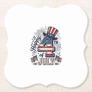 Vintage Happy 4. Juli Patrioten Hut Vektor Des Untersetzer