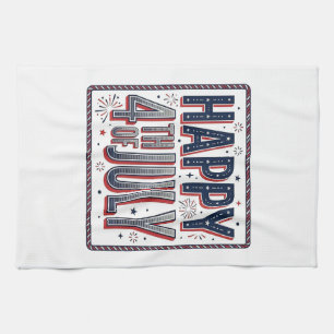 Vintage Happy 4. Juli Patrioten-Shirt-Design_1 Geschirrtuch