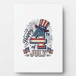 Vintage Happy 4. Juli Patriotenmütze Vektor Des Fotoplatte