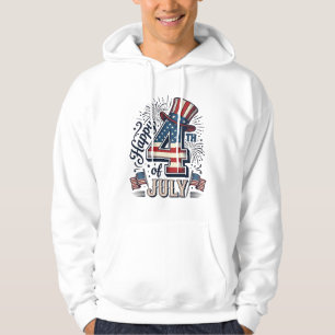 Vintage Happy 4. Juli Patriotenmütze Vektor Des Hoodie
