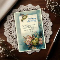 Vintage Happy Birthday 1917 Vogelnest