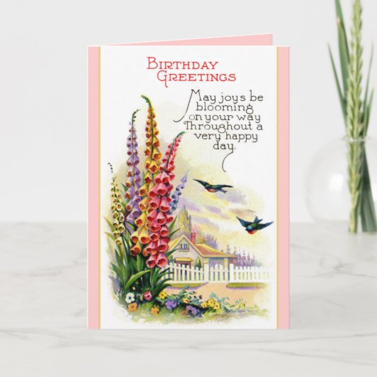 Vintage Happy Birthday card Karte (Vorderseite)