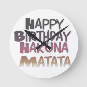 Vintage Happy Birthday Hakuna Matata Lila Inspir Runde Wanduhr