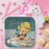 Vintage-Happy-Birthday-Papierteller Pappteller (Party)