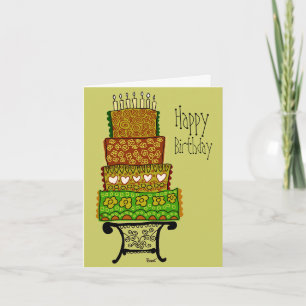 Vintage-Happy-Birthday-Torte-Karte Karte
