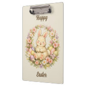 Vintage Happy Easter Bunny Floral Wreath Klemmbrett (Links)