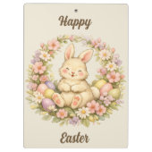 Vintage Happy Easter Bunny Floral Wreath Klemmbrett (Rückseite)