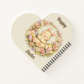 Vintage Happy Easter Bunny Floral Wreath Notizblock (Rückseite)
