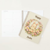 Vintage Happy Easter Bunny Floral Wreath Planer (Anzeige)