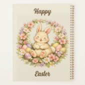 Vintage Happy Easter Bunny Floral Wreath Planer (Rückseite)