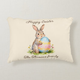 Vintage Happy Easter Bunny with Egg Family Dekokissen