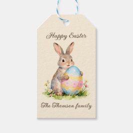 Vintage Happy Easter Bunny with Egg Family Geschenkanhänger