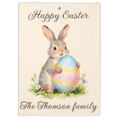 Vintage Happy Easter Bunny with Egg Family Klemmbrett (Rückseite)