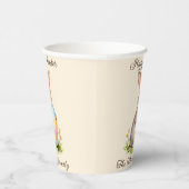 Vintage Happy Easter Bunny with Egg Family  Pappbecher (Rechts)