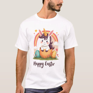 Vintage Happy Easter Einhorn Regenbogen Ei Niedlic T-Shirt