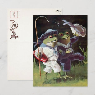 Vintage Happy Frogs Postkarte