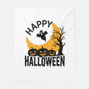 Vintage-Happy-Halloween-Geist-Kürbis-Shirt-Design Fleecedecke