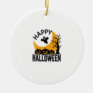 Vintage-Happy-Halloween-Geist-Kürbis-Shirt-Design Keramik Ornament