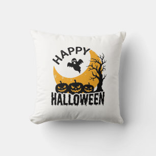 Vintage-Happy-Halloween-Geist-Kürbis-Shirt-Design Kissen