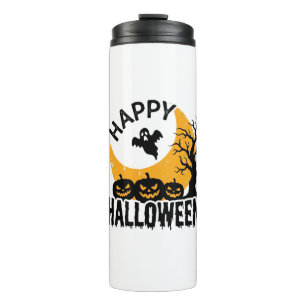 Vintage-Happy-Halloween-Geist-Kürbis-Shirt-Design Thermosbecher