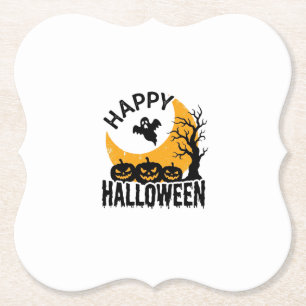 Vintage-Happy-Halloween-Geist-Kürbis-Shirt-Design Untersetzer