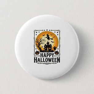 Vintage-Happy-Halloween-Hexe-Mond-Shirt-Design_1 Button