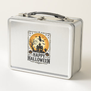 Vintage-Happy-Halloween-Hexe-Mond-Shirt-Design_1 Metall Brotdose