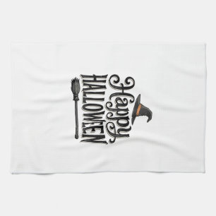Vintage-Happy-Halloween-Hexenhut-Shirt-Design_1 Geschirrtuch