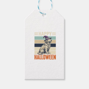 Vintage-Happy-Halloween-Hund-Hexenhut-Shirt-Design Geschenkanhänger