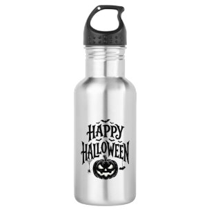Vintage-Happy-Halloween-Kürbis-Fledermaus-Shirt-De Edelstahlflasche