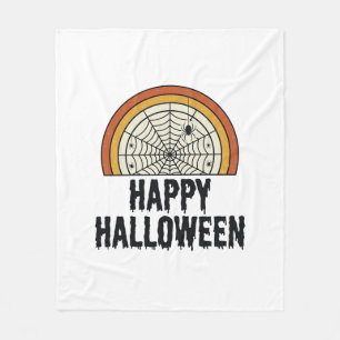 Vintage-Happy-Halloween-Spinnennetz-Vektordesign_1 Fleecedecke