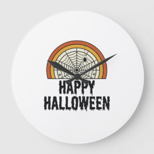 Vintage-Happy-Halloween-Spinnennetz-Vektordesign_1 Große Wanduhr