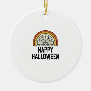 Vintage-Happy-Halloween-Spinnennetz-Vektordesign_1 Keramik Ornament